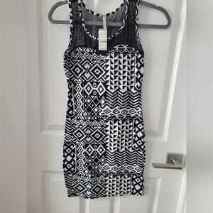 Stylish Black and White Patterned Mini Dress